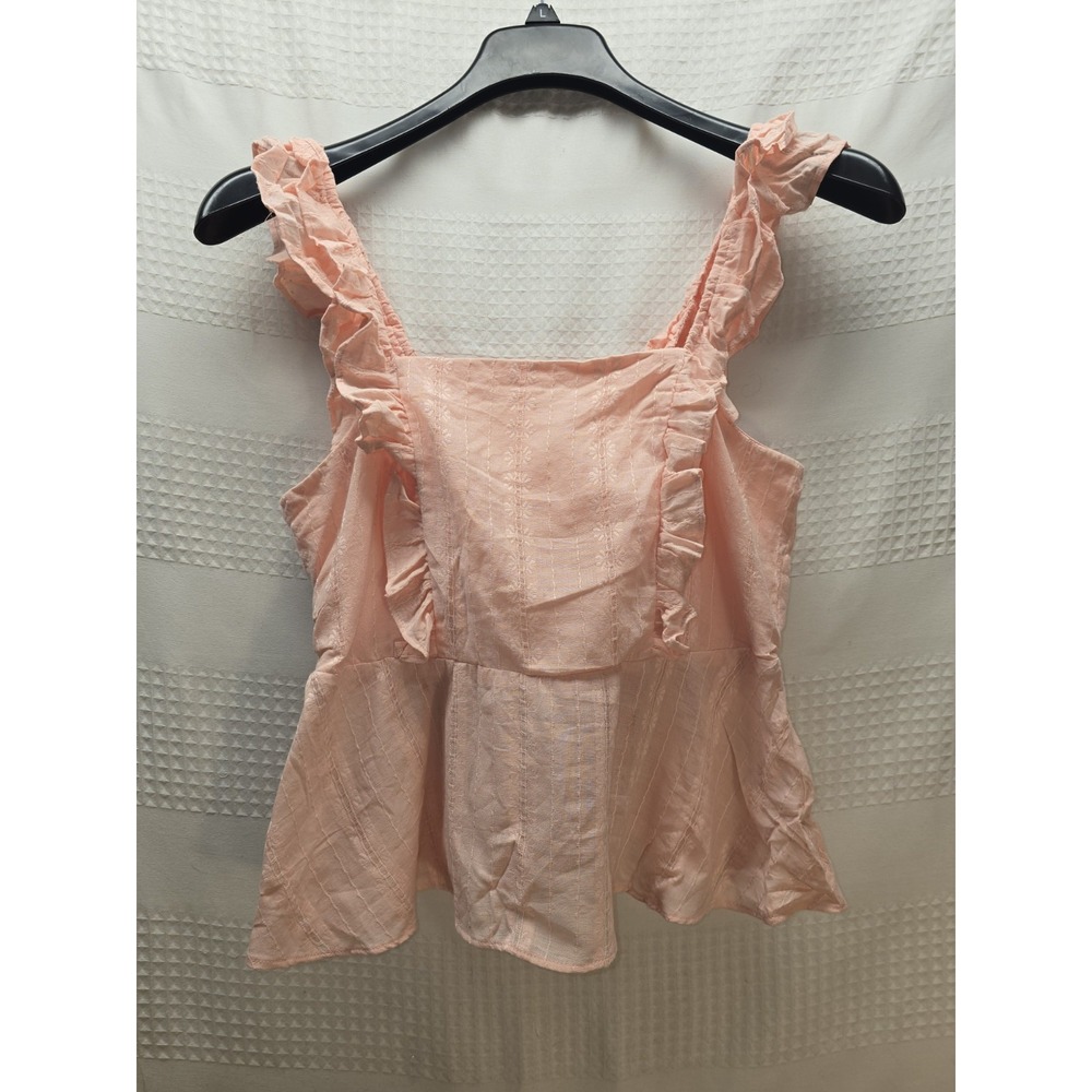 LC Lauren Conrad Pink Sleeveless Ruffle Bow Back Blouse Womens Size Medium